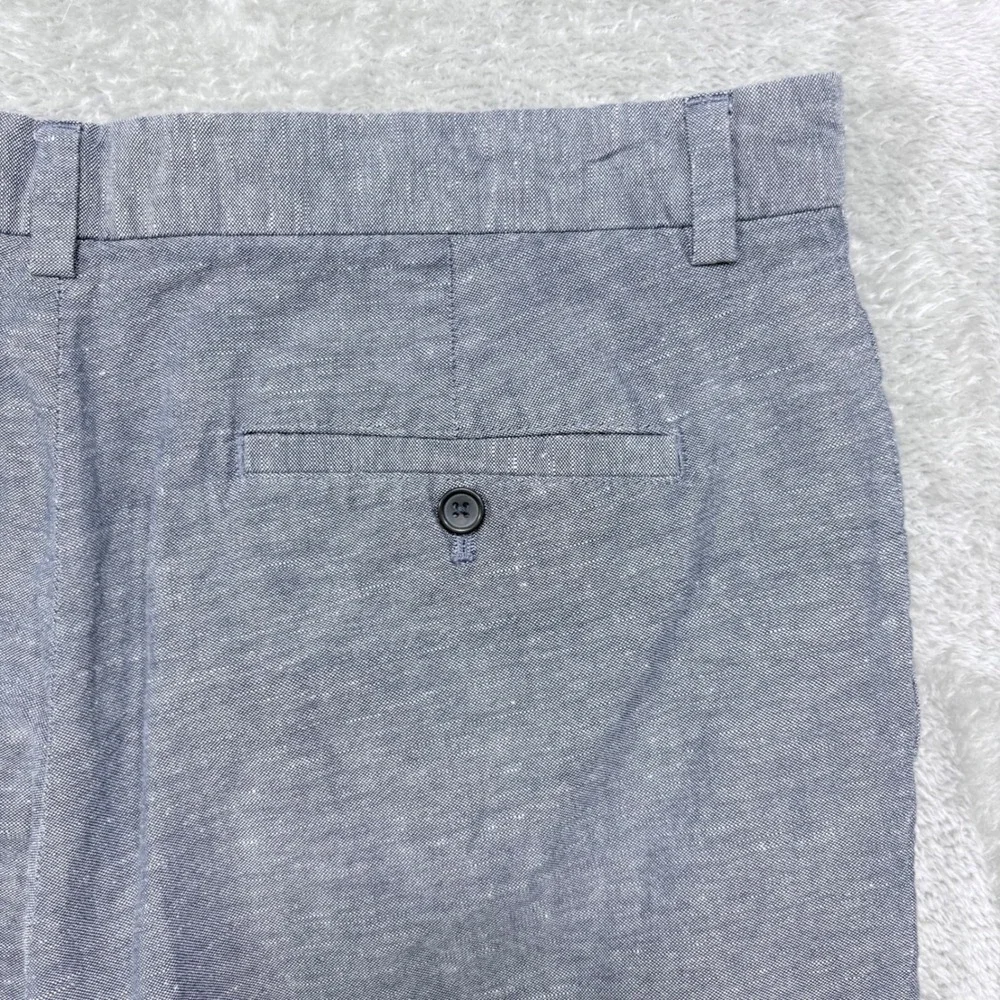 Banana Republic Aiden Chino Pants Mens 35x30 Blue Grey Linen Cotton Blend Slim
